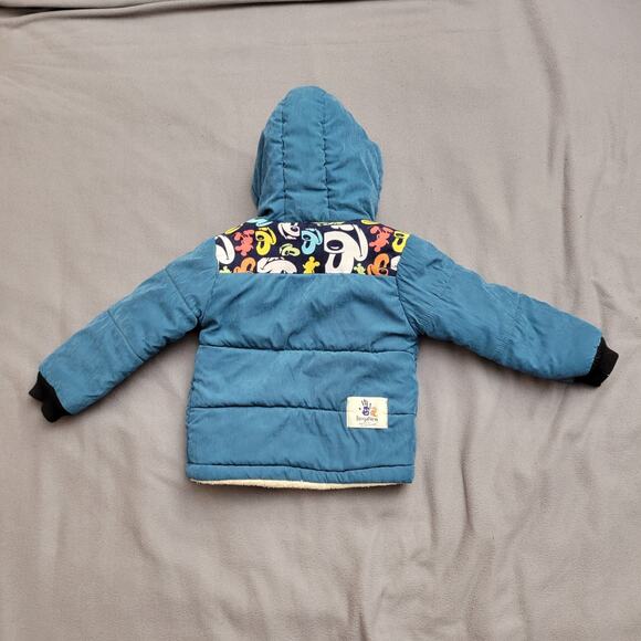 Mickey Winter Coat Toddler 3T Blue Hood Puffy Hands Pockets Lined Warm Outdoors - Picture 14 of 16